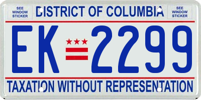 DC license plate EK2299