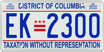 DC license plate EK2300