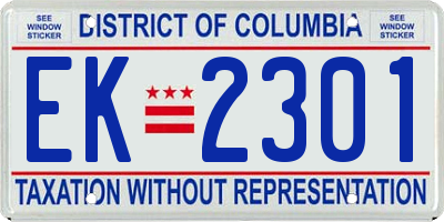 DC license plate EK2301
