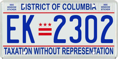 DC license plate EK2302