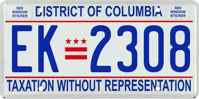 DC license plate EK2308