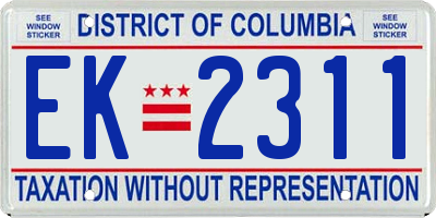 DC license plate EK2311