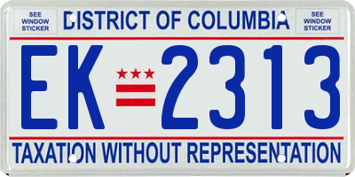 DC license plate EK2313