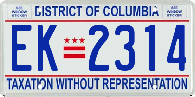 DC license plate EK2314