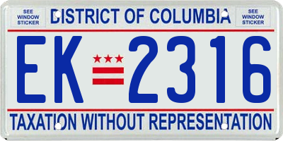 DC license plate EK2316