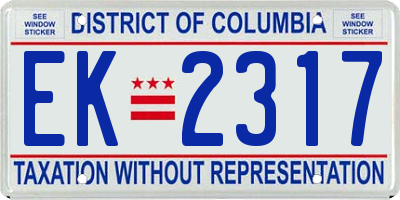 DC license plate EK2317