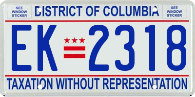 DC license plate EK2318