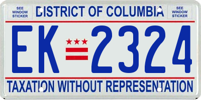 DC license plate EK2324