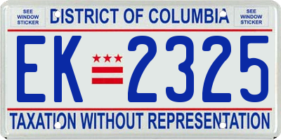 DC license plate EK2325