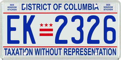 DC license plate EK2326