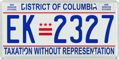 DC license plate EK2327