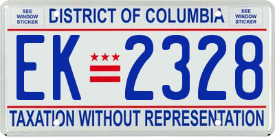 DC license plate EK2328