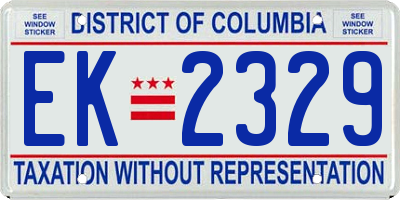 DC license plate EK2329