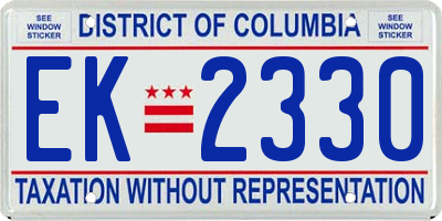 DC license plate EK2330