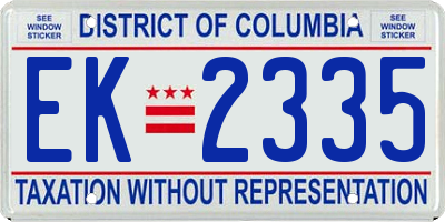 DC license plate EK2335