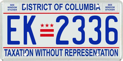 DC license plate EK2336