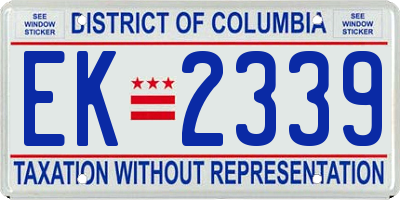 DC license plate EK2339