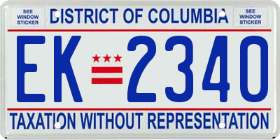 DC license plate EK2340