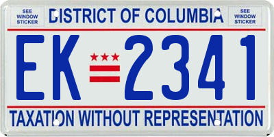 DC license plate EK2341