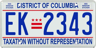 DC license plate EK2343