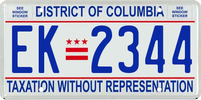 DC license plate EK2344