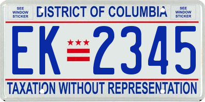 DC license plate EK2345