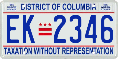 DC license plate EK2346