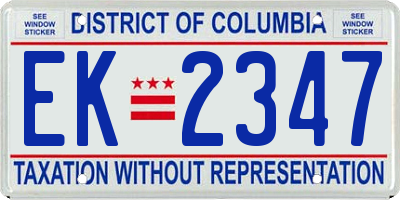 DC license plate EK2347