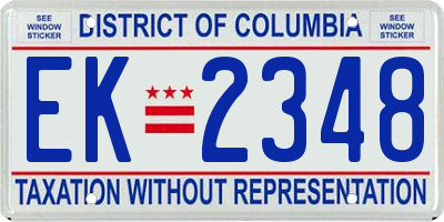 DC license plate EK2348