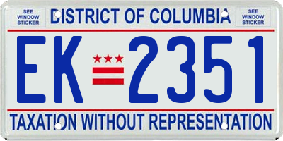 DC license plate EK2351