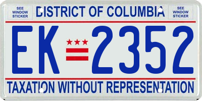 DC license plate EK2352