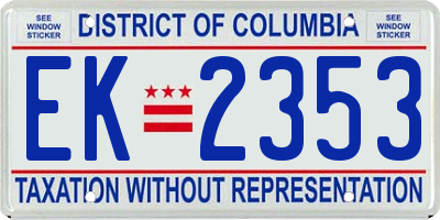 DC license plate EK2353