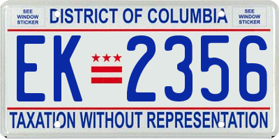 DC license plate EK2356
