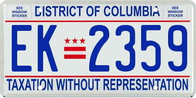 DC license plate EK2359