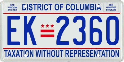 DC license plate EK2360