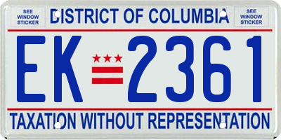 DC license plate EK2361