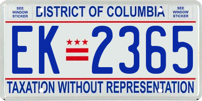 DC license plate EK2365