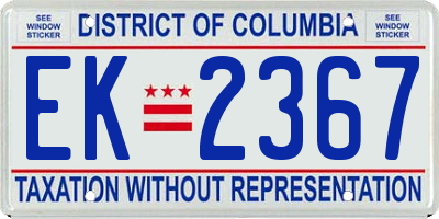 DC license plate EK2367