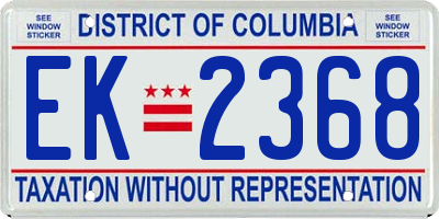 DC license plate EK2368