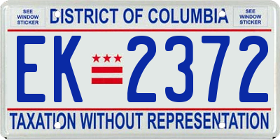DC license plate EK2372