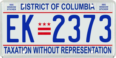 DC license plate EK2373