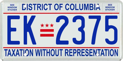 DC license plate EK2375