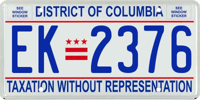 DC license plate EK2376