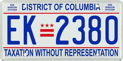 DC license plate EK2380