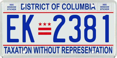 DC license plate EK2381