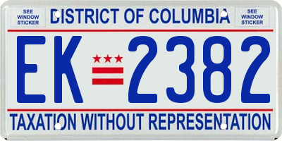DC license plate EK2382