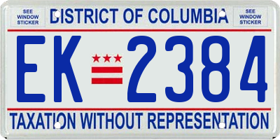 DC license plate EK2384