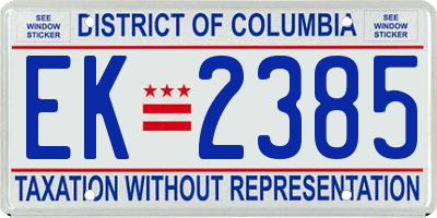 DC license plate EK2385