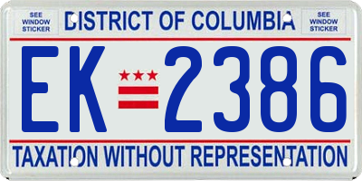 DC license plate EK2386