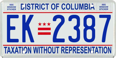 DC license plate EK2387